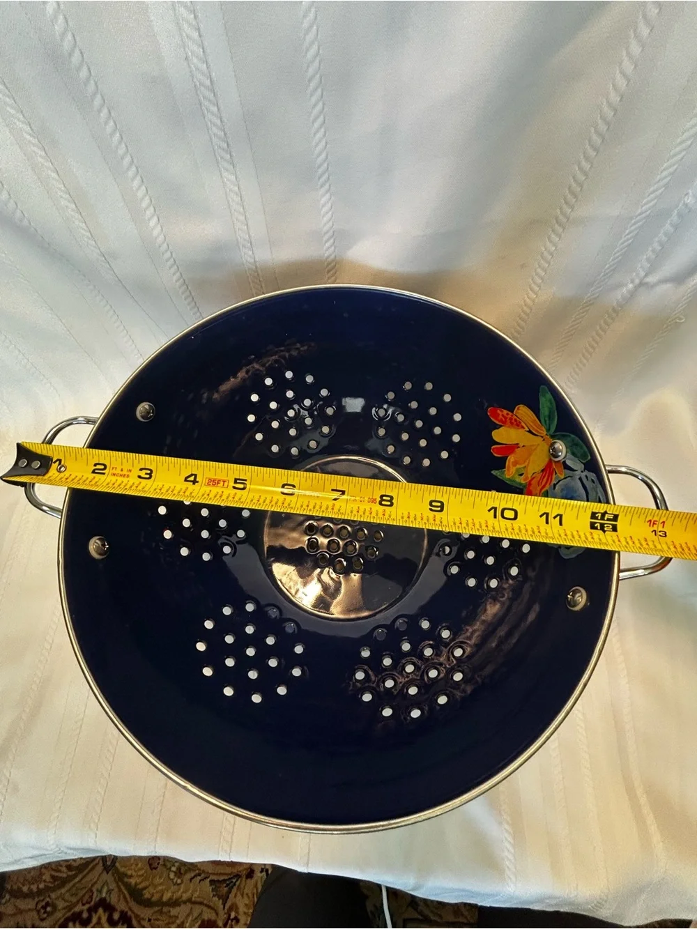 The Pioneer Woman Kitchen Ware Colander Blue Steel Multicolor Floral Leaves